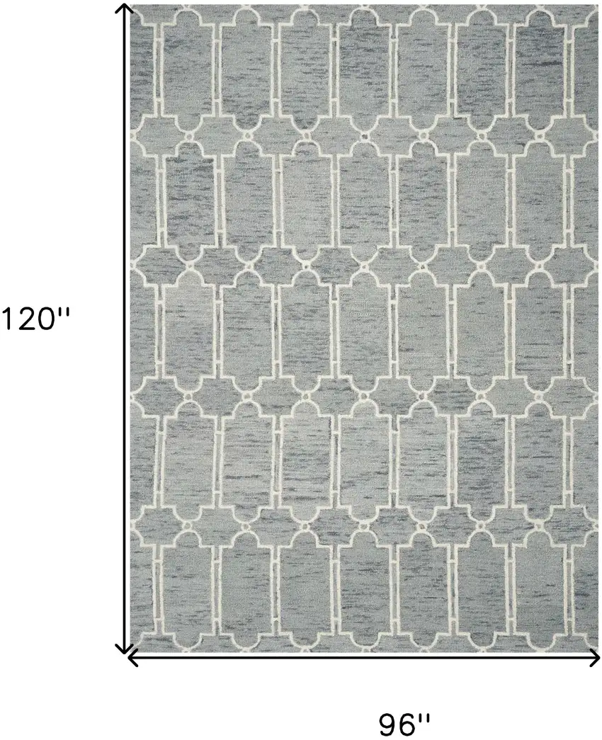 8'X10' Slate Blue Hand Tufted Geometric Indoor Area Rug Photo 3