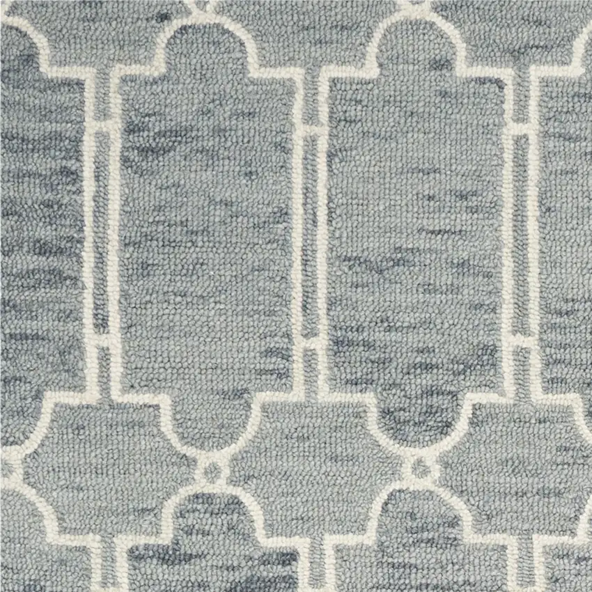 Slate Blue Hand Tufted Geometric Indoor Area Rug Photo 2