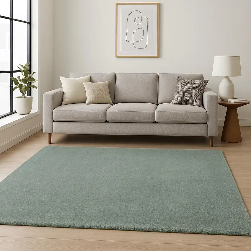 Slate Blue Shag Hand Woven Area Rug Photo 1