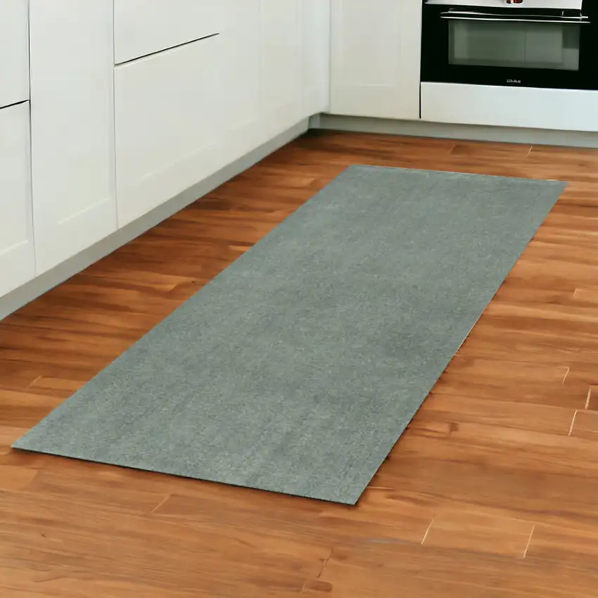 8' Slate Blue Indoor Shag Runner Rug Photo 1