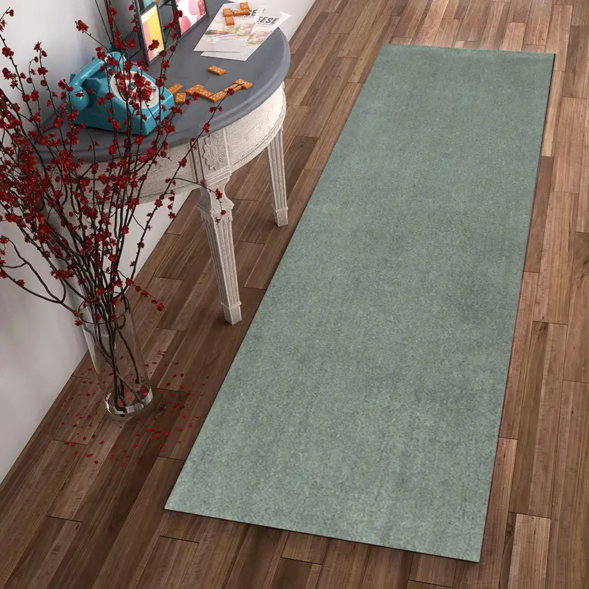 Slate Blue Indoor Shag Runner Rug Photo 4