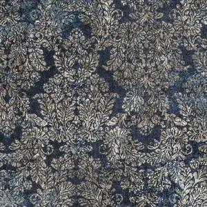 Photo of Slate Blue Machine Woven Damask Indoor Accent Rug