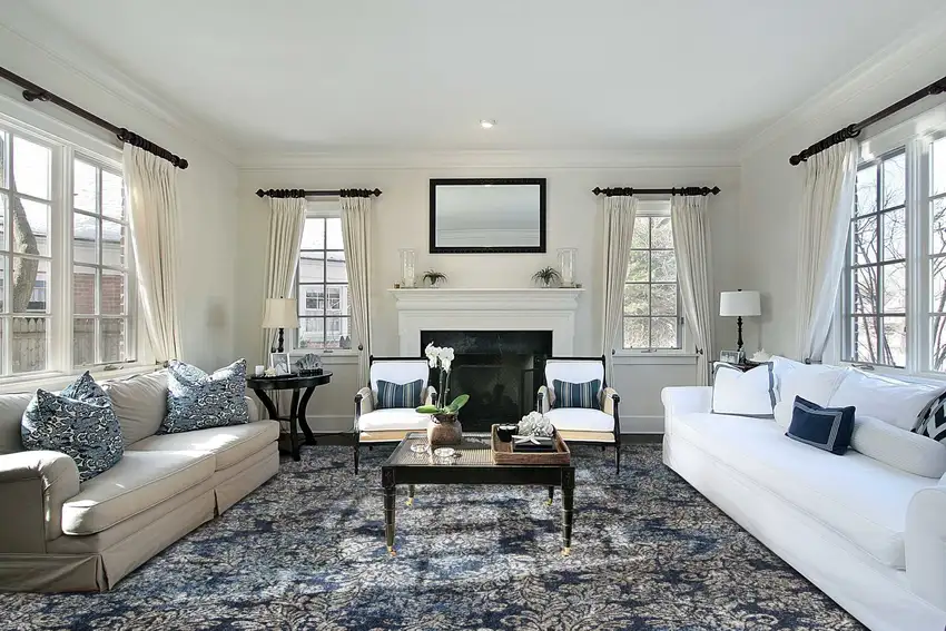 Slate Blue Machine Woven Damask Indoor Accent Rug Photo 6