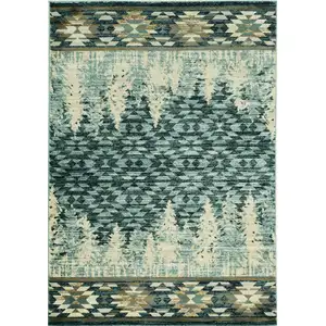 Photo of Slate Blue Machine Woven Pinegrove Lodge Indoor Area Rug