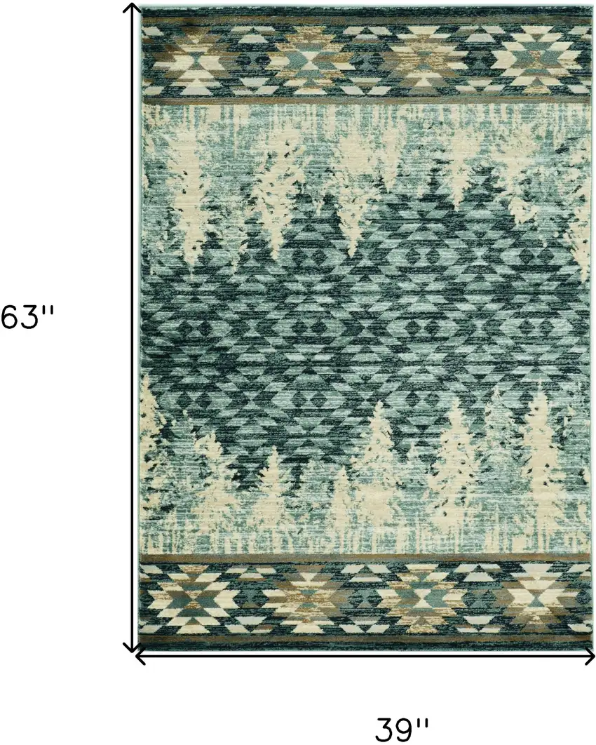 Slate Blue Machine Woven Pinegrove Lodge Indoor Area Rug Photo 7