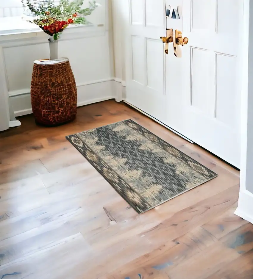 3'X5' Slate Blue Machine Woven Pinegrove Lodge Indoor Area Rug Photo 1