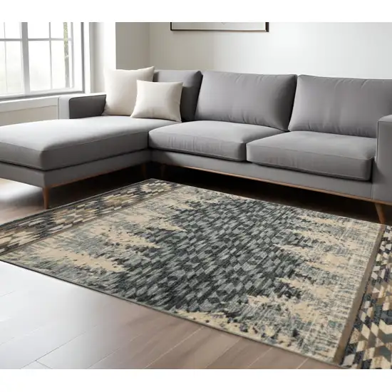 Slate Blue Charcoal And Beige Woodland Lodge Area Rug Photo 1