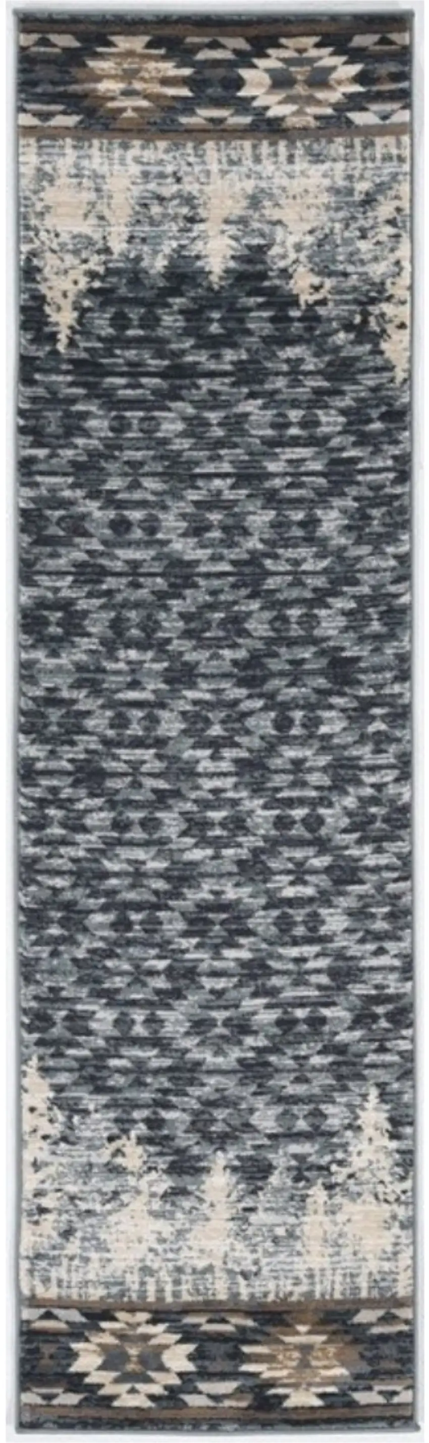 7' Slate Blue Woodland Lodge Runner Rug Photo 3
