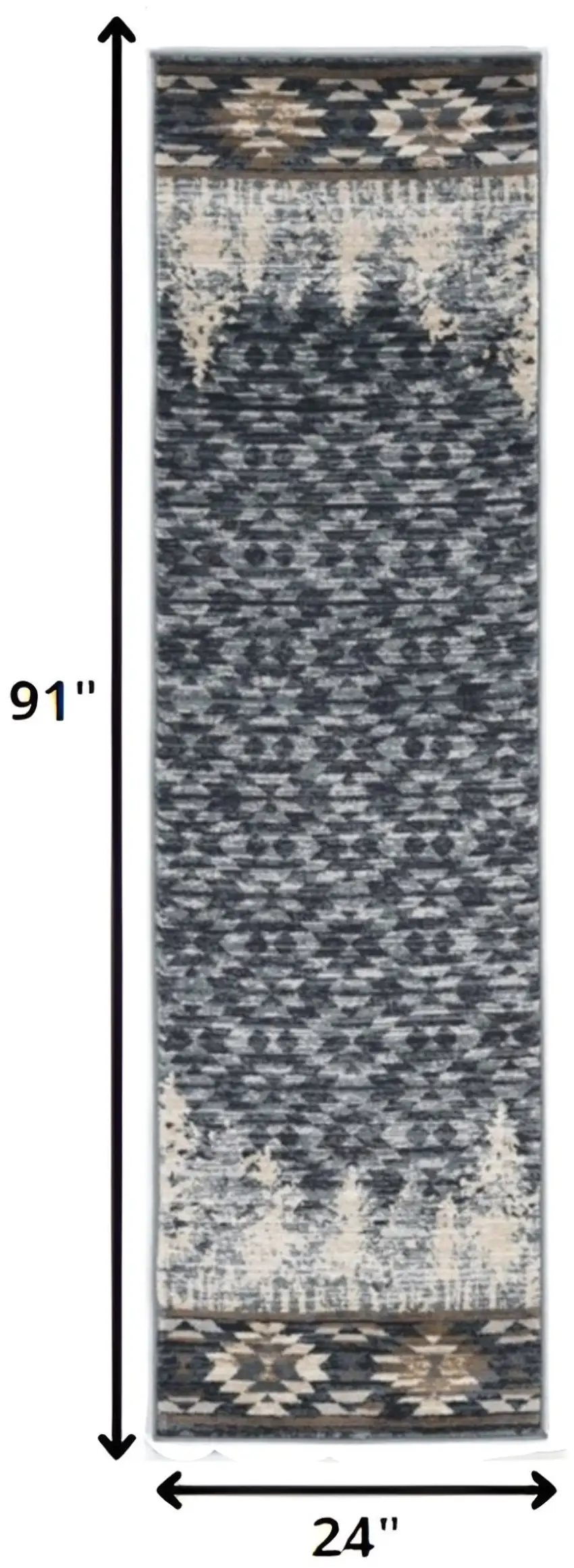 7' Slate Blue Woodland Lodge Runner Rug Photo 4