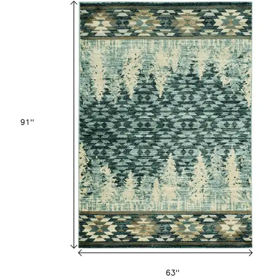 Slate Blue And Ivory Southwestern Area Rug Photo 3