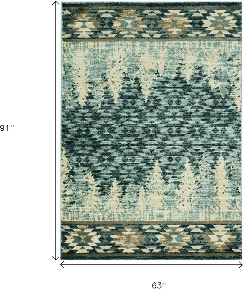 Slate Blue And Ivory Southwestern Area Rug Photo 3