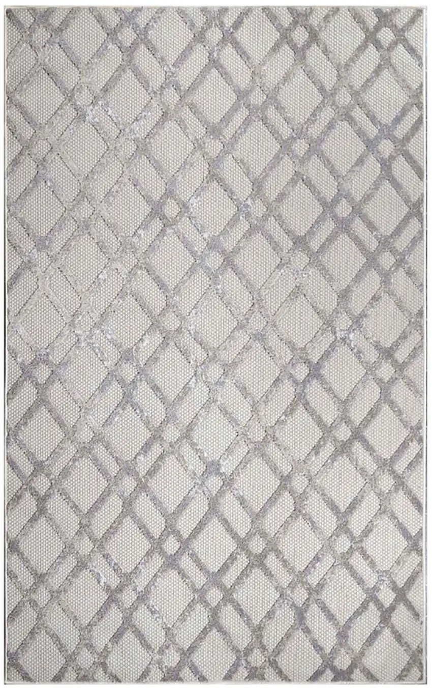 Slate Geometric Stain Resistant Non Skid Indoor Outdoor Area Rug Photo 1
