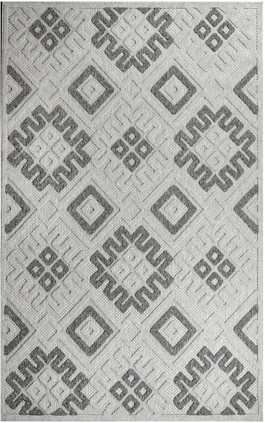 Slate Geometric Stain Resistant Non Skid Indoor Outdoor Area Rug Photo 1