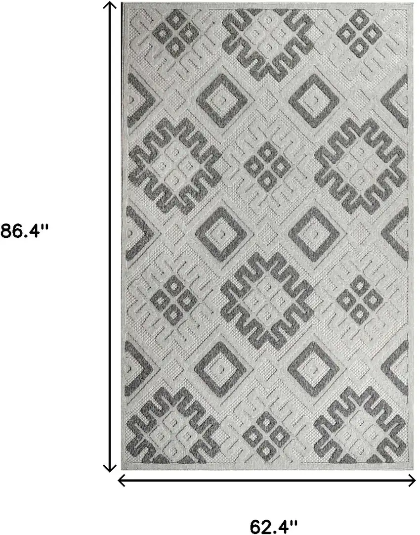 Slate Geometric Stain Resistant Non Skid Indoor Outdoor Area Rug Photo 9