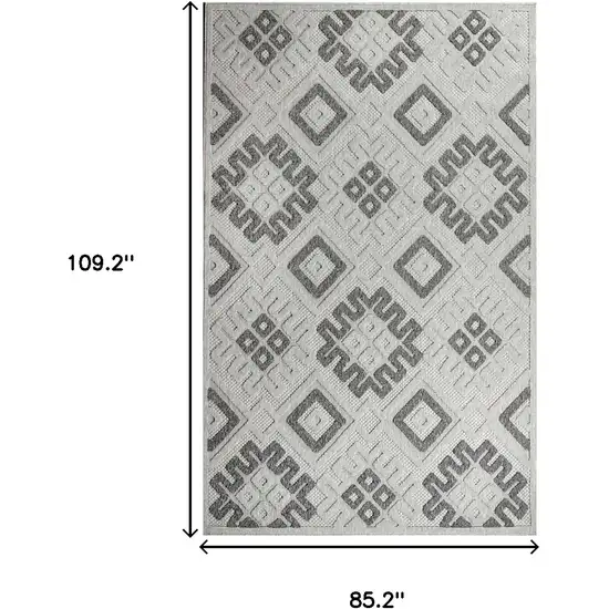 Slate Geometric Stain Resistant Non Skid Indoor Outdoor Area Rug Photo 9