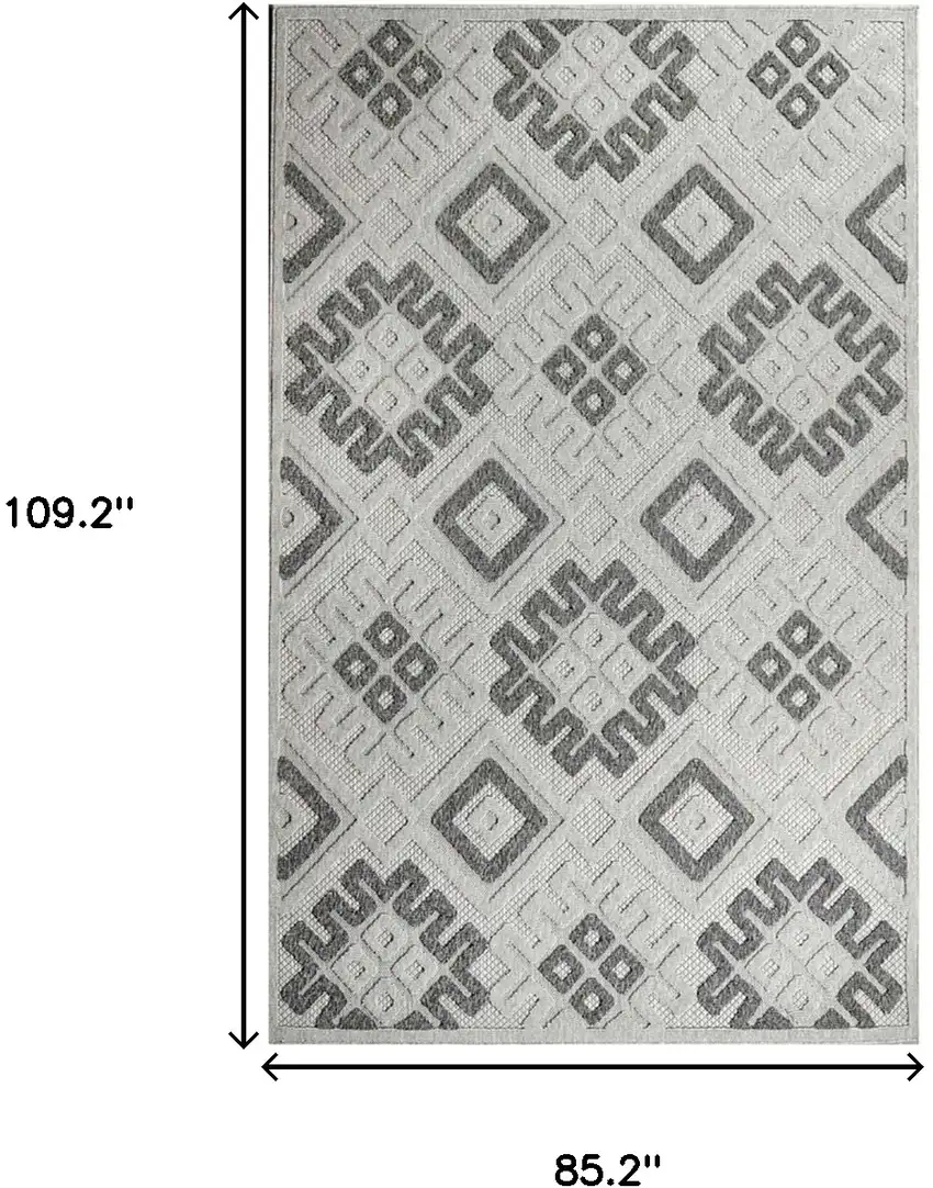 Slate Geometric Stain Resistant Non Skid Indoor Outdoor Area Rug Photo 9