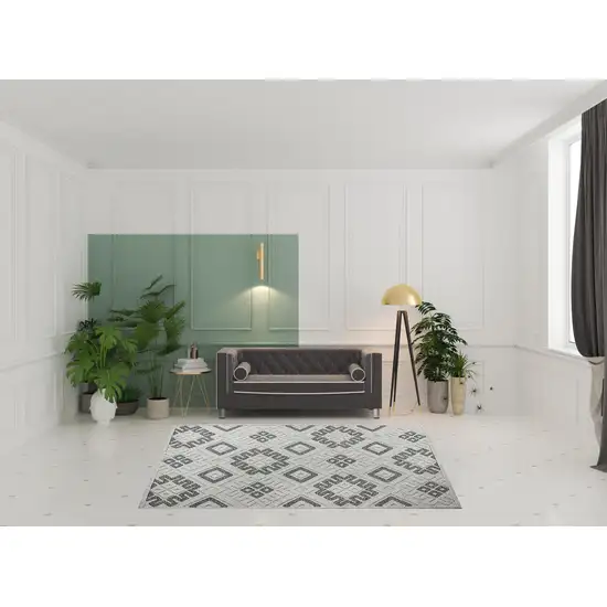 Slate Geometric Stain Resistant Non Skid Indoor Outdoor Area Rug Photo 2