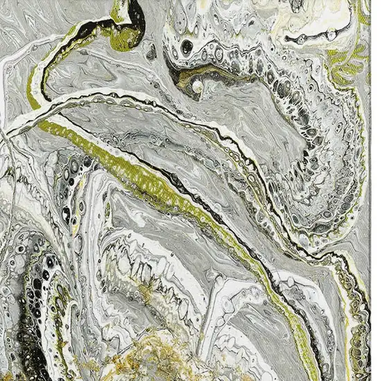 Slate Gray And Gold Abstract Washable Indoor Outdoor Area Rug Photo 7