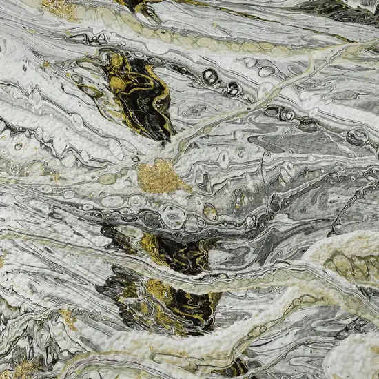 Slate Gray And Gold Abstract Washable Indoor Outdoor Area Rug Photo 5