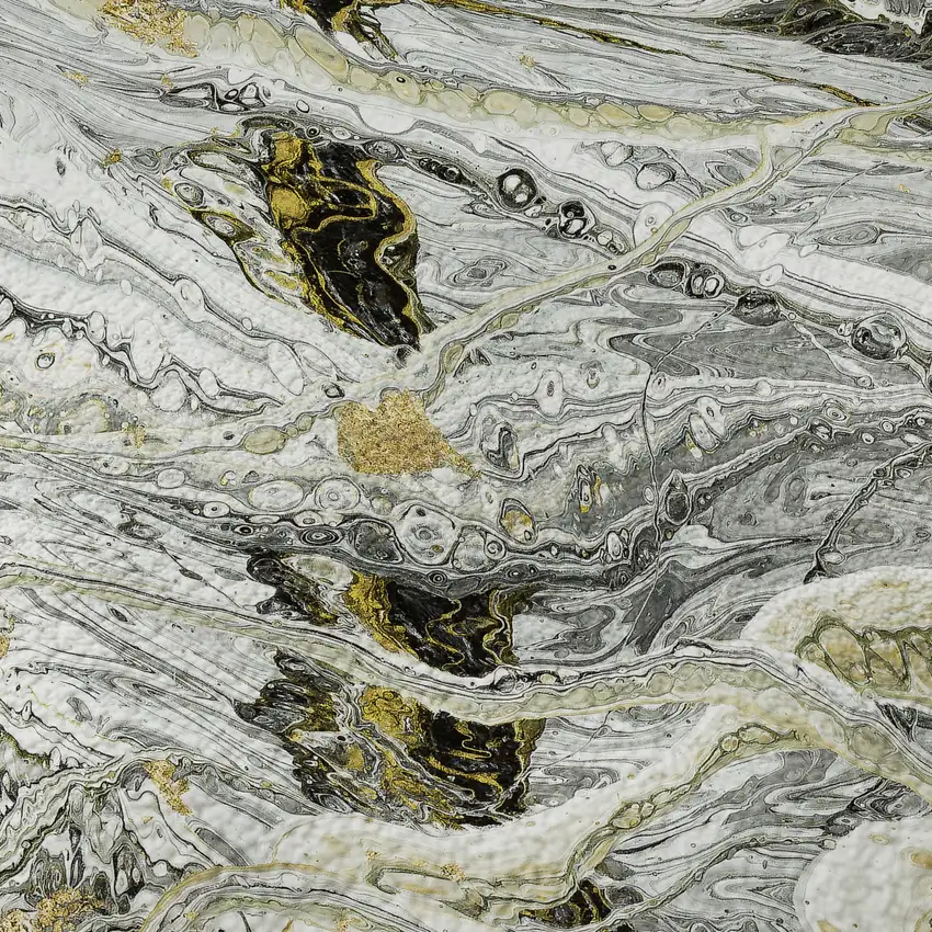 Slate Gray And Gold Abstract Washable Indoor Outdoor Area Rug Photo 5