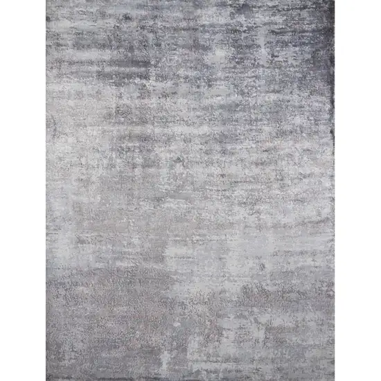 Slate Gray And Dark Gray Abstract Hand Loomed Area Rug Photo 2