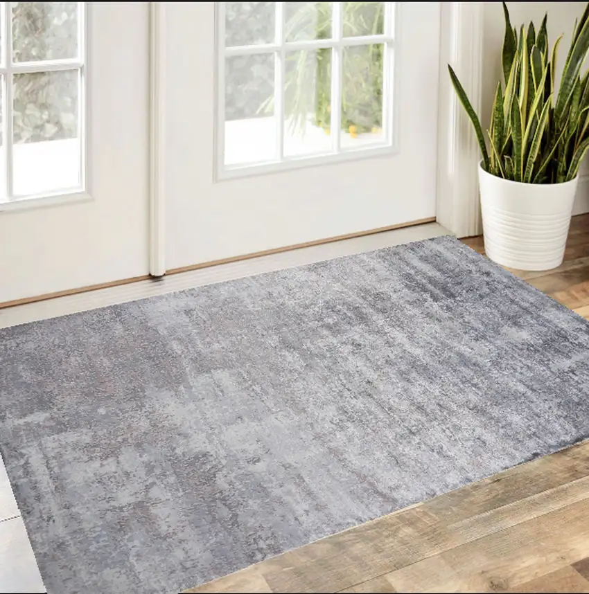 Slate Gray Abstract Hand Loomed Area Rug Photo 1