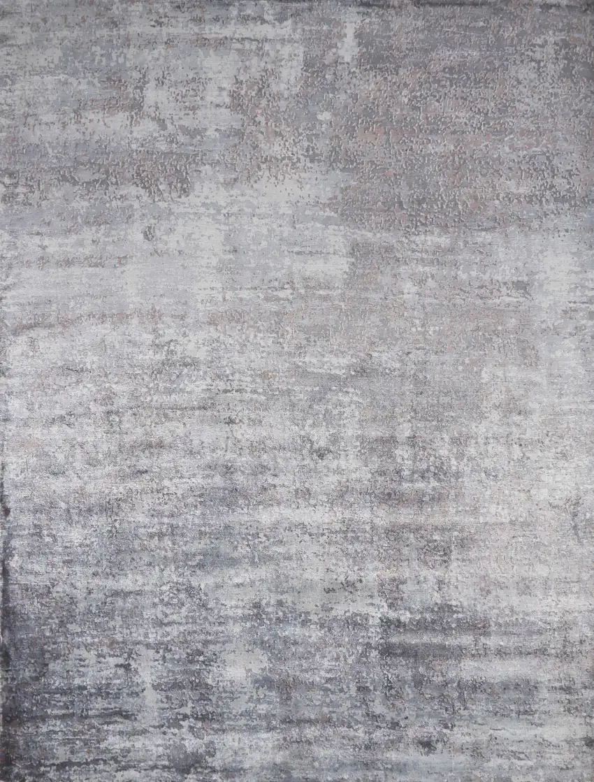 Slate Grey Hand Loomed Abstract Brushstroke Indoor Area Rug Photo 1