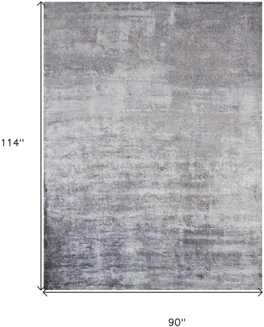 8'X10' Slate Grey Hand Loomed Abstract Brushstroke Indoor Area Rug Photo 3