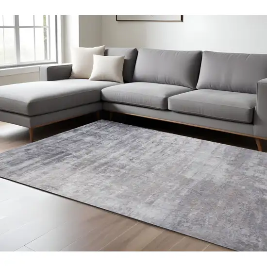 Slate Gray And Dark Gray Abstract Hand Loomed Area Rug Photo 1