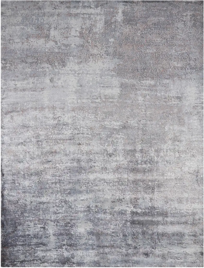 8'X10' Slate Grey Hand Loomed Abstract Brushstroke Indoor Area Rug Photo 2