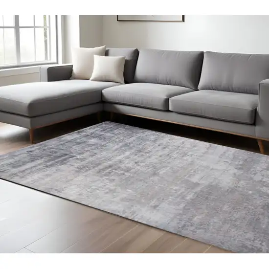 Slate Gray And Dark Gray Abstract Hand Loomed Area Rug Photo 1