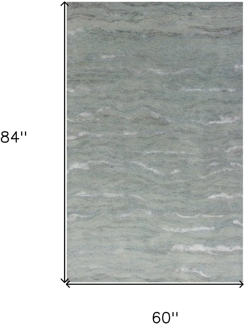 Slate Grey Hand Tufted Abstract Indoor Area Rug Photo 3