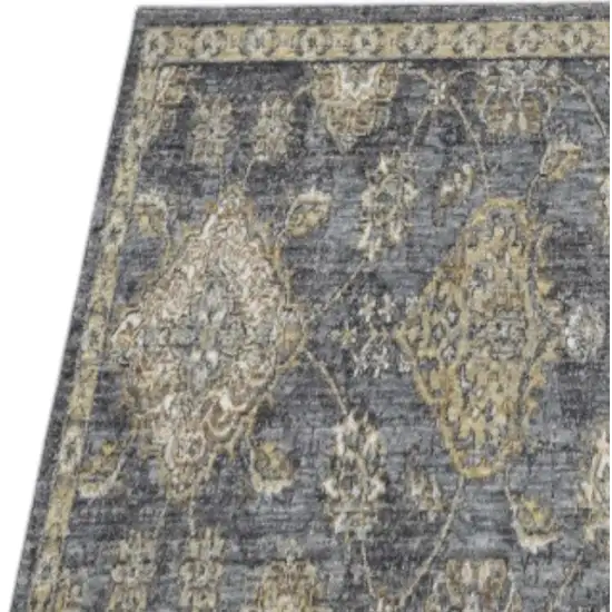 Slate Gray Wool Floral Vines Area Rug Photo 3