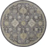 Photo of Slate Grey Machine Woven Bordered Floral Vines Indoor Area Rug