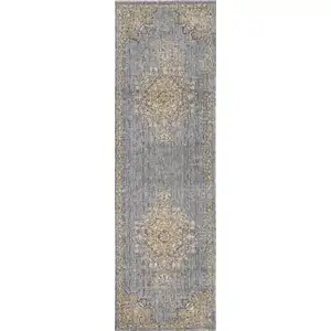 Photo of Slate Grey Machine Woven Vintage Traditional Indoor Runner Rug