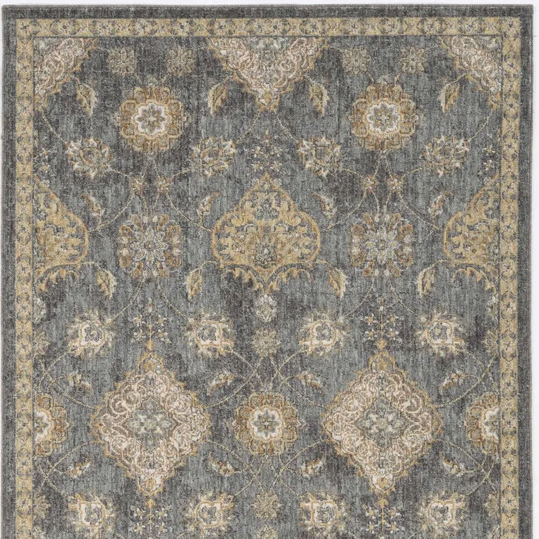Slate Grey Vintage Wool Accent Rug Photo 5