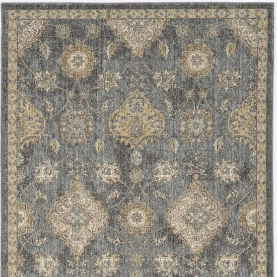 Sage And Slate Gray Wool Floral Medallion Area Rug Photo 5