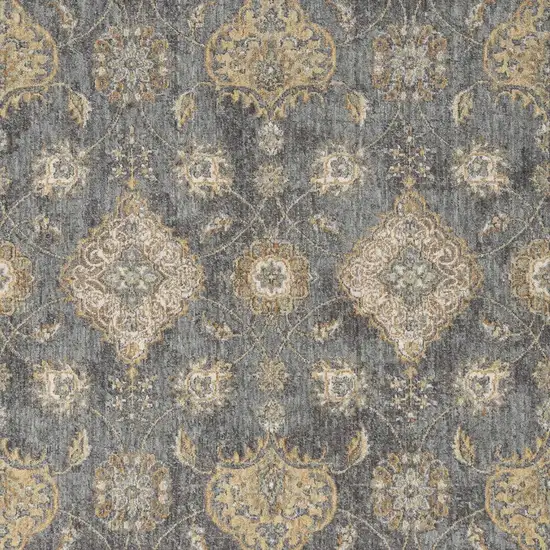 Sage And Slate Gray Wool Floral Medallion Area Rug Photo 6
