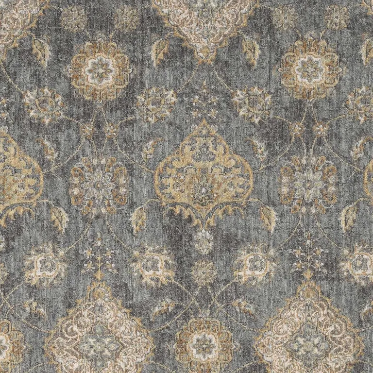 Slate Grey Vintage Wool Accent Rug Photo 4