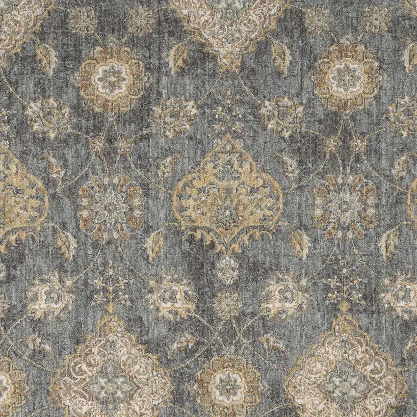 Sage And Slate Gray Wool Floral Medallion Area Rug Photo 4