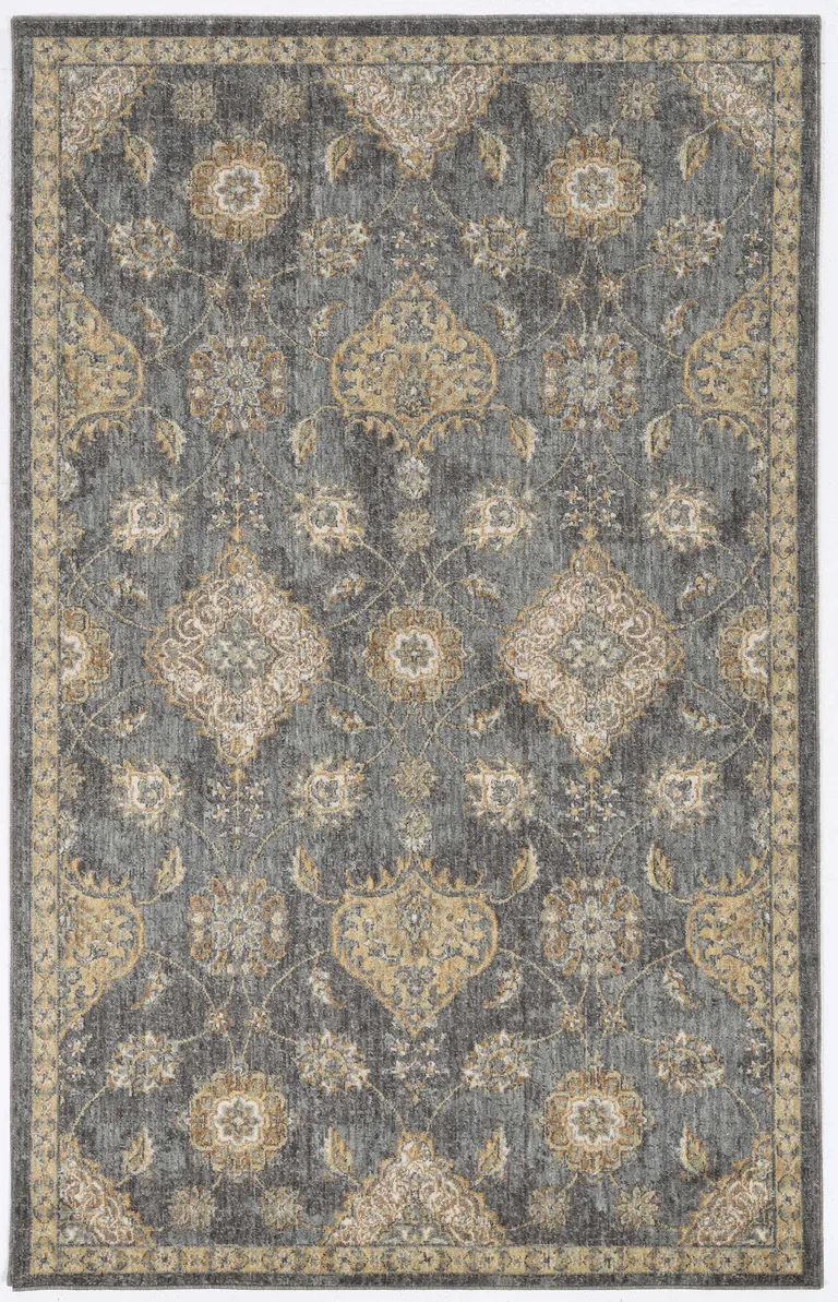 Slate Grey Vintage Wool Accent Rug Photo 2