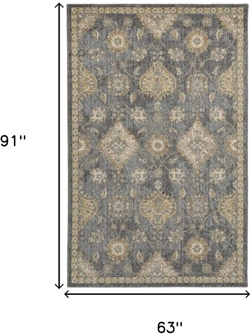 63 X 91 Slate Grey Wool Rug Photo 3