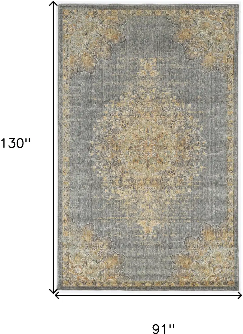 91 X 130 Slate Grey Wool Rug Photo 3