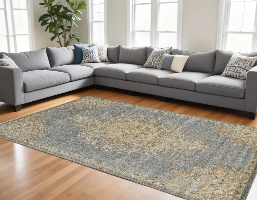 91 X 130 Slate Grey Wool Rug Photo 1