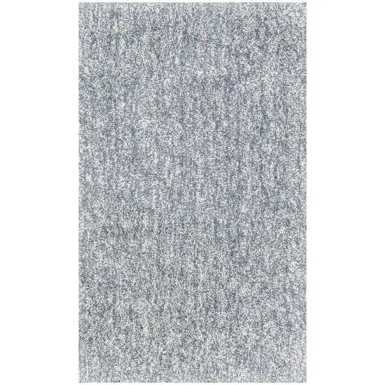 Slate Blue And Ivory Abstract Shag Hand Woven Area Rug Photo 2