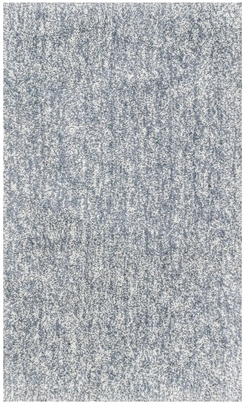 Slate Blue And Ivory Abstract Shag Hand Woven Area Rug Photo 2
