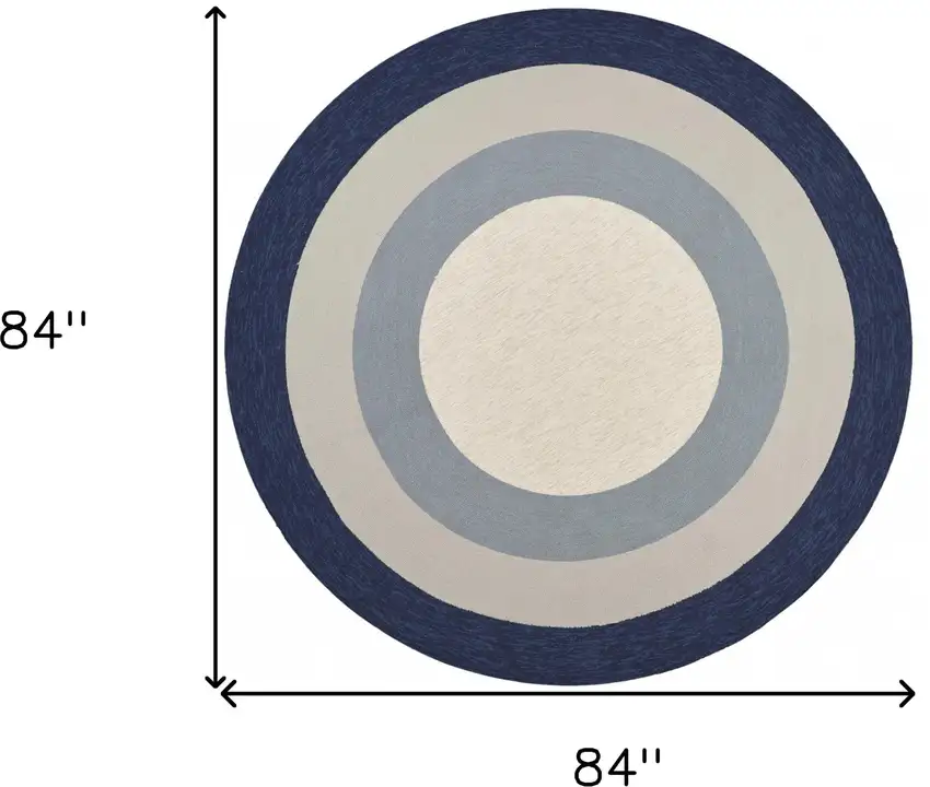 Navy Blue Round Indoor Outdoor Area Rug Photo 3