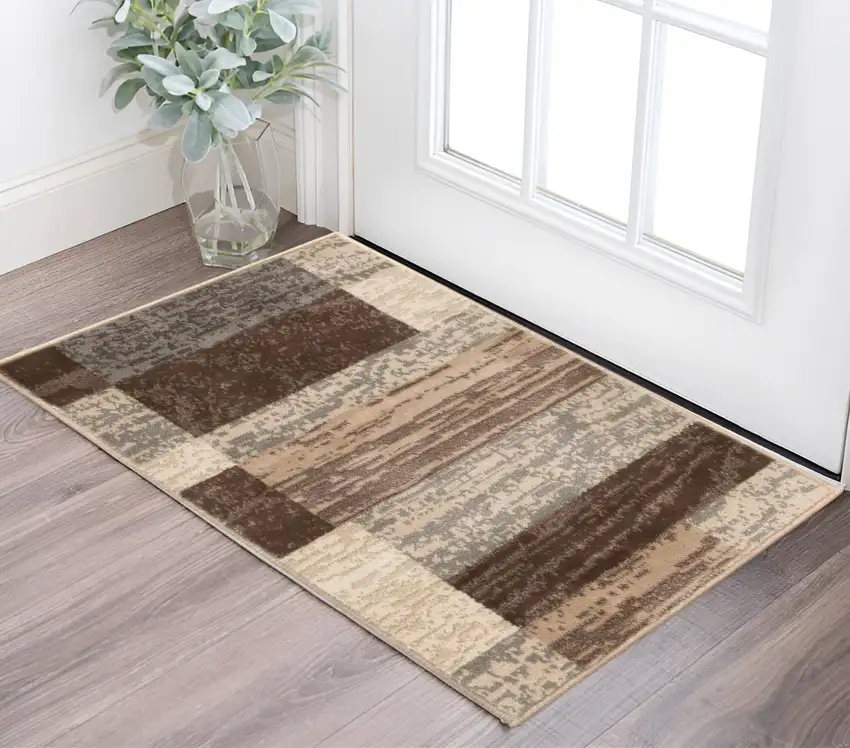 Slate Patchwork Power Loom Stain Resistant Area Rug Photo 1