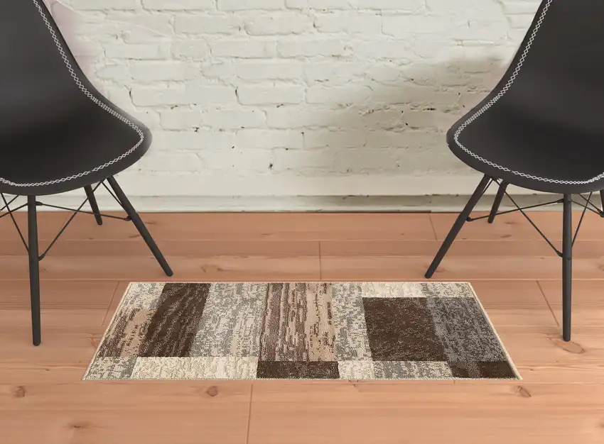 Slate Patchwork Power Loom Stain Resistant Area Rug Photo 2