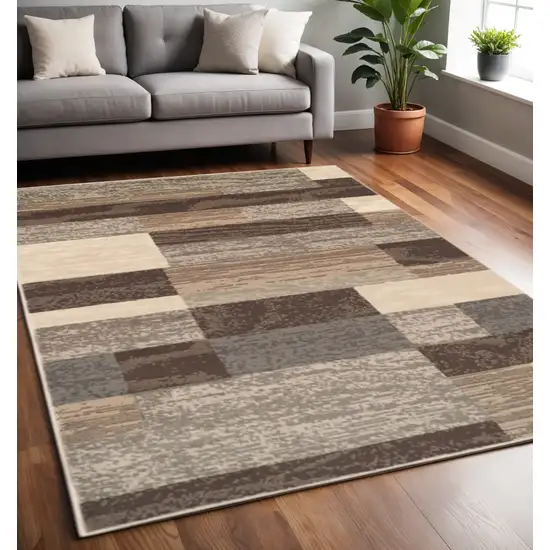 Beige Slate Gray And Brown Patchwork Area Rug Photo 1